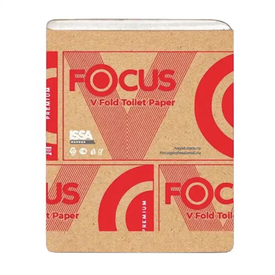Туалетная бумага Focus Premium, V-сложения 2 слоя белая арт. 5083735, 250 л