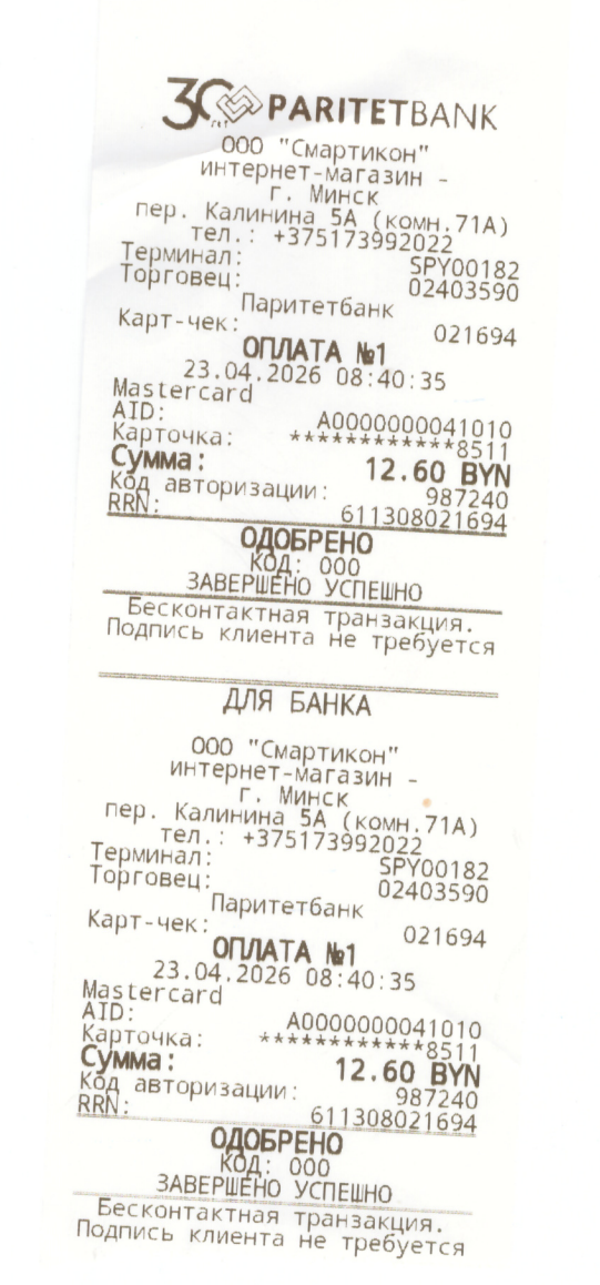 Пример чеков Смартикон