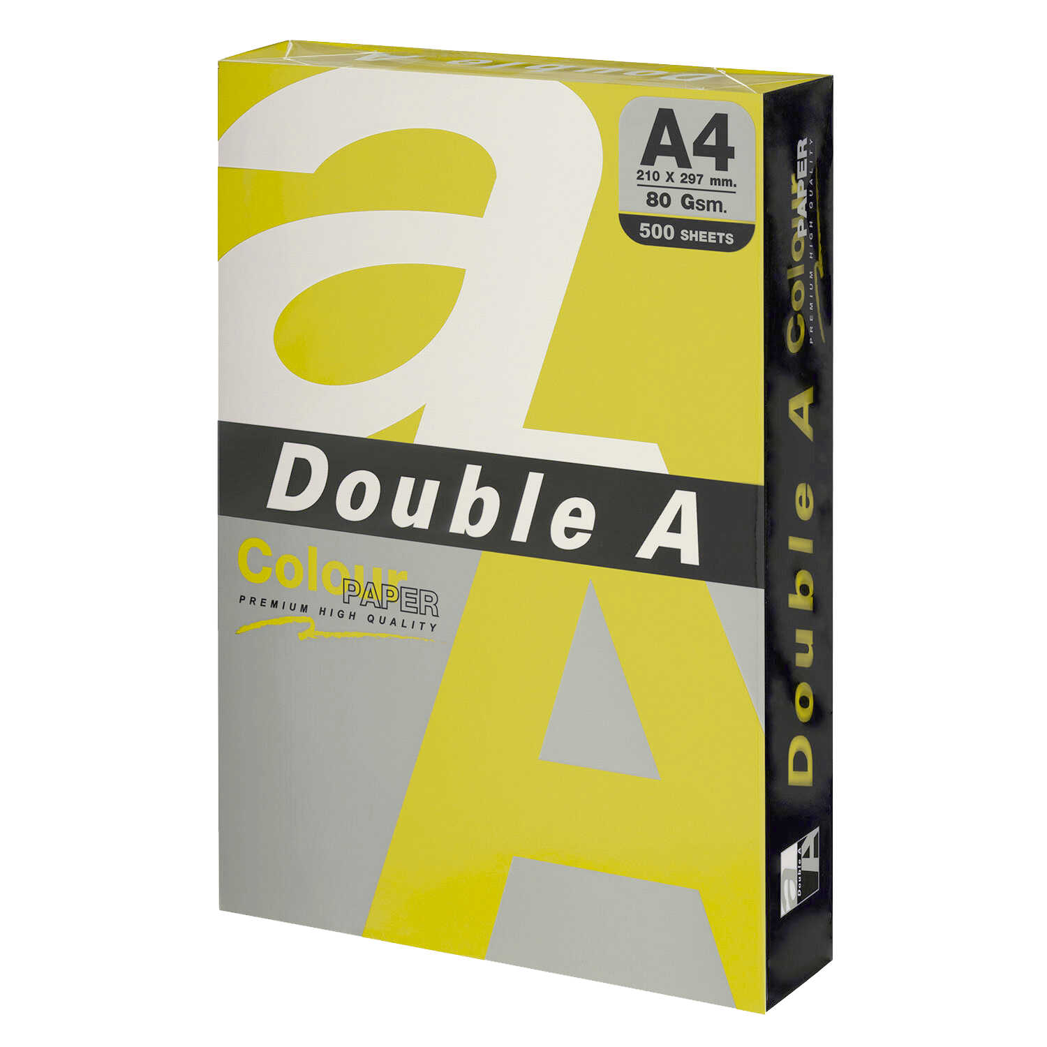 Бумага А4 цветная DOUBLE A  80 г/м2, интенсив, желтая, 500 л