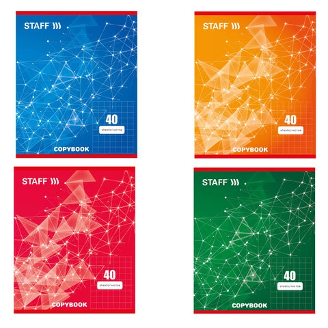 Тетрадь А5 STAFF на скобе в клетку офсет №2 ЭКОНОМ обложка картонная c рисунком ЭКСКЛЮЗИВ 40 л