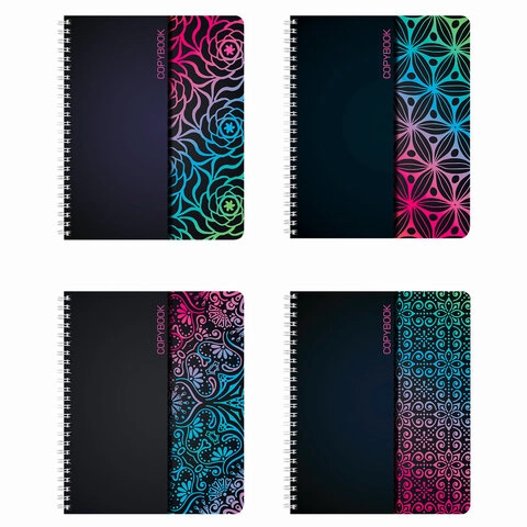 Тетрадь А5 BRAUBERG в клетку обложка картонная с рисунком АБСТРАКЦИЯ 48 л