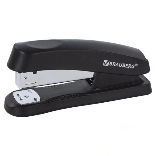 Степлер №24/6, 26/6 BRAUBERG Standard до 30 листов, черный