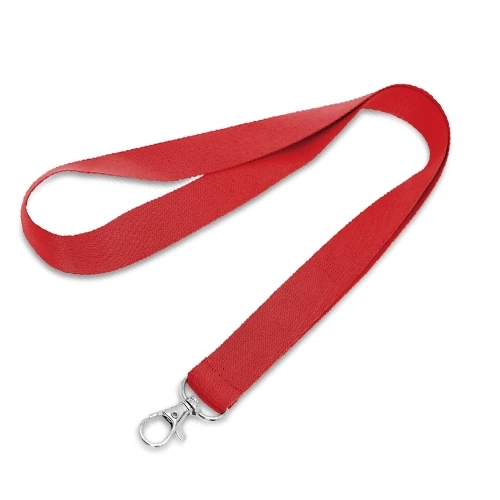 Лента для бейджей без печати 20 мм красная с карабином