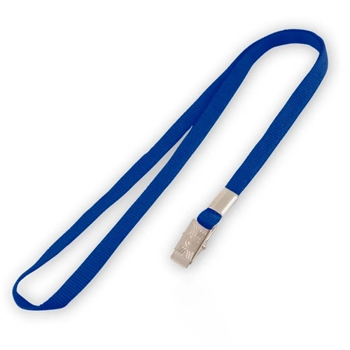 Лента для бейджей без печати 11 мм синяя с клипсой