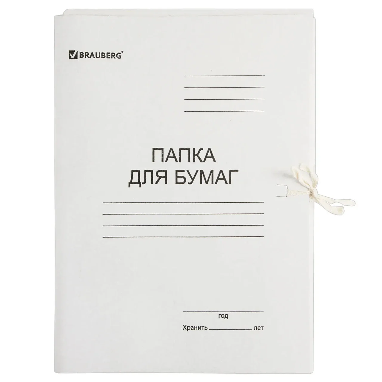 Папка для бумаг с завязками картонная BRAUBERG 440 г/м2, до 200 листов