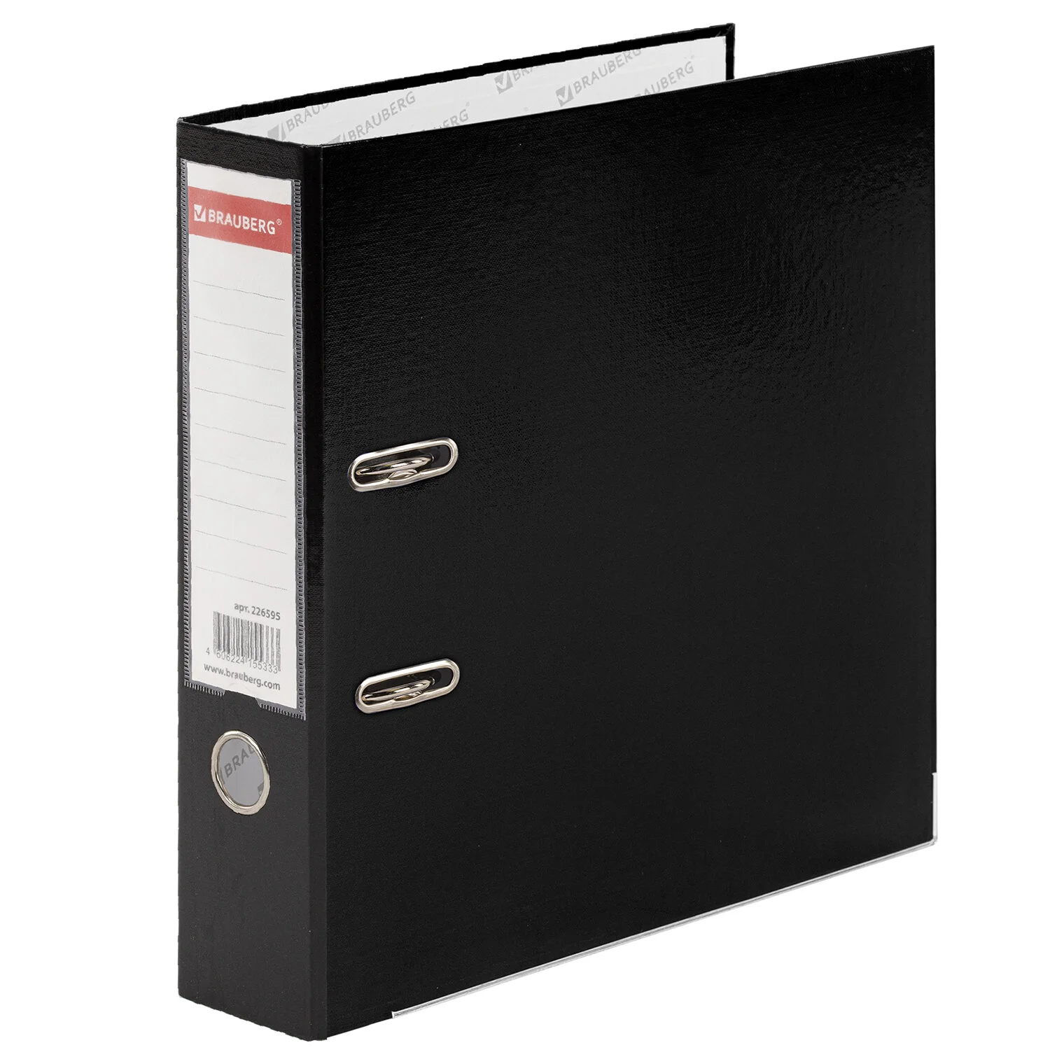 Папка-регистратор покрытие пластик 75 мм с уголком BRAUBERG черная