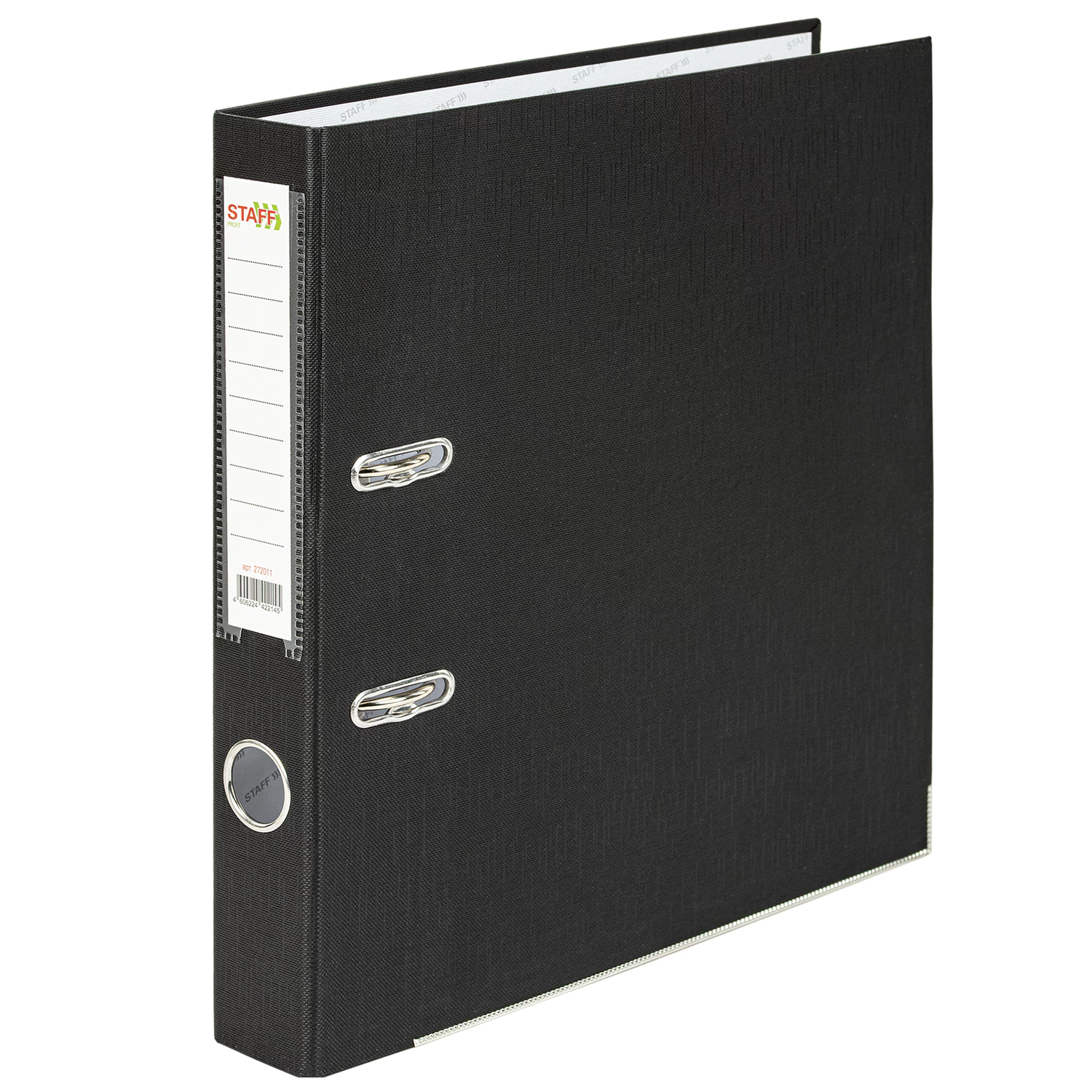 Папка-регистратор STAFF Profit со съемным механизмом, ПВХ, 50 мм, с уголком, черный