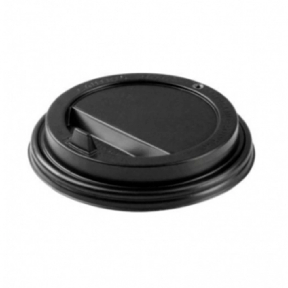 Крышка для стакана с питейником d 80 мм черная, 50 шт