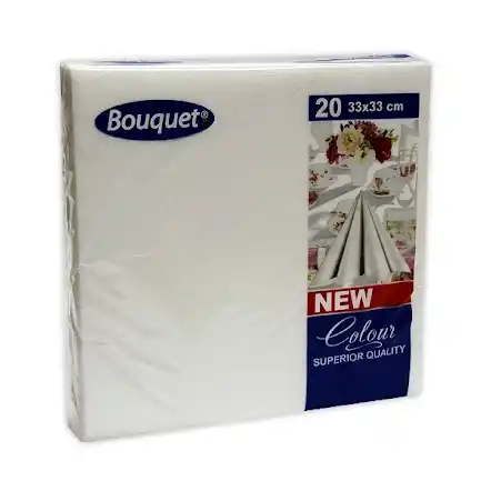 Салфетки Bouquet Colour двухслойные 33 х 33 см, 20 листов, белые