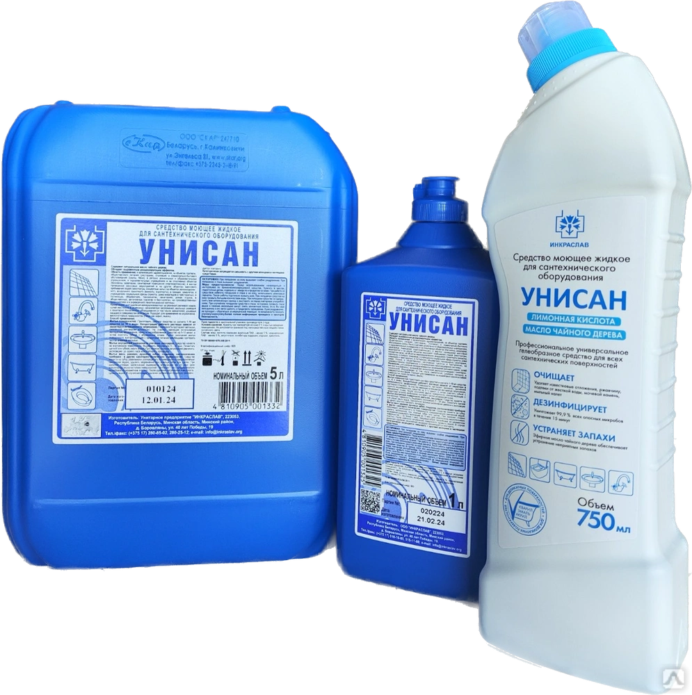 Средство моющее жидкое для сантехнического оборудования Унисан, 5 л