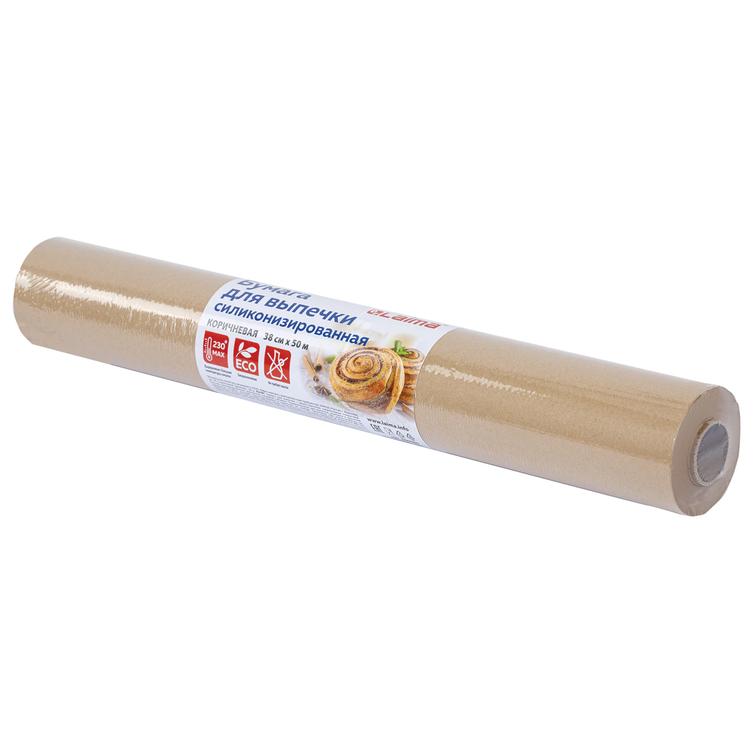 Бумага для выпечки силиконизированная LAIMA, пергамент коричневый 38 см х 50 м