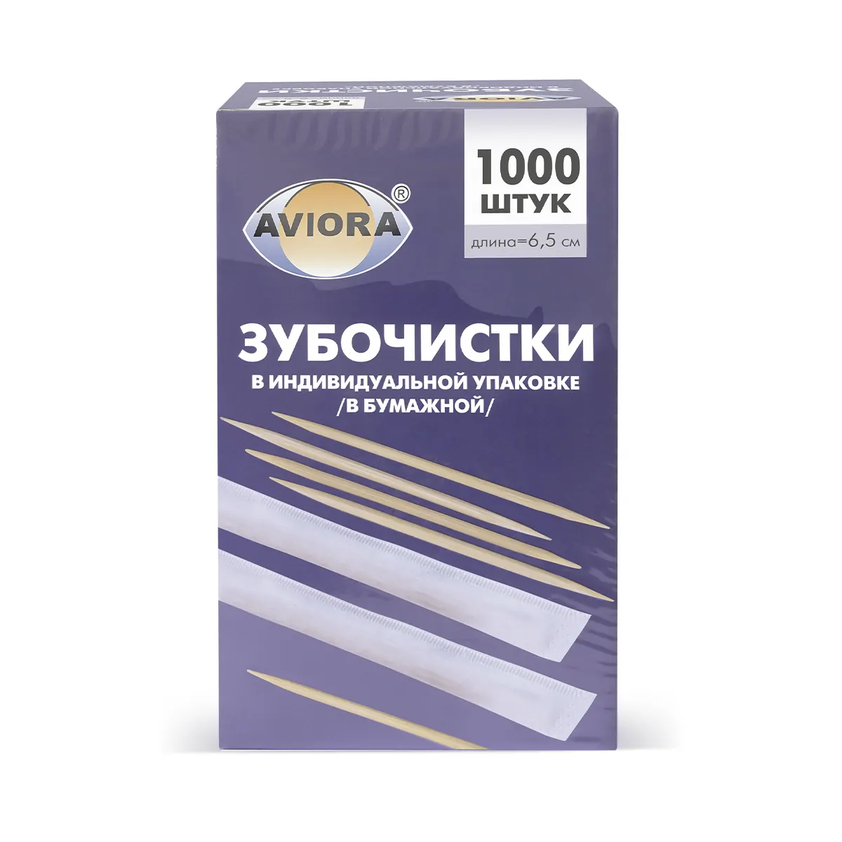 Зубочистки Бамбуковые Aviora в бумажной упаковке 1000 шт