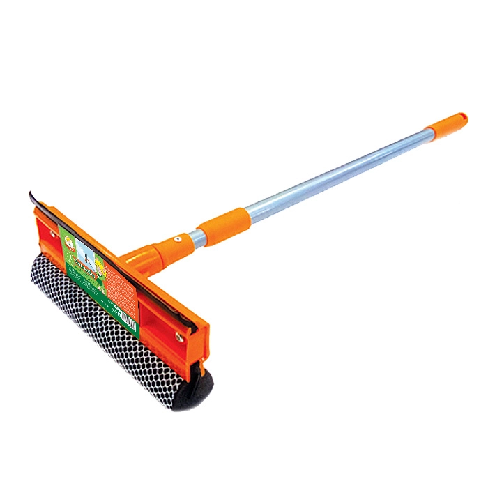 Окномойка Умничка 20 см с телескопической ручкой 120 см оранжевая