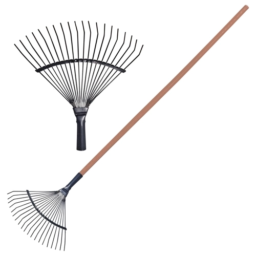 Грабли веерные проволочные, 20 зубьев, ширина 35 см, деревянный черенок 120 см