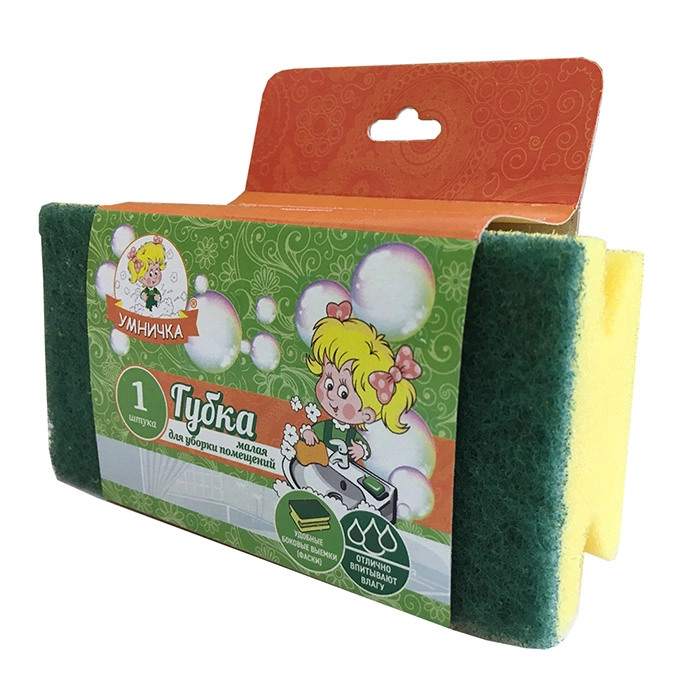 Губка для уборки помещений Умничка малая, 130 х 70 х 45 мм, 1 шт