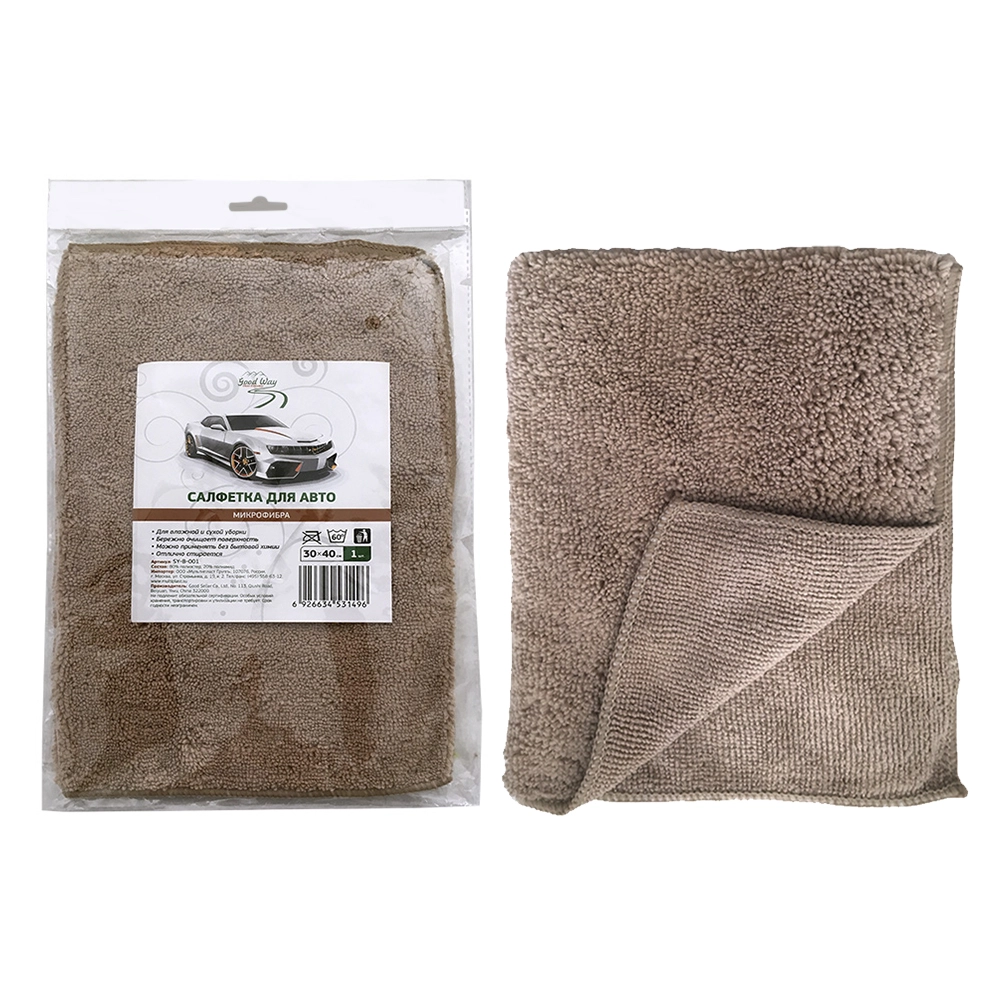 Салфетка для авто GoodWay, микрофибра 30 х 40 см