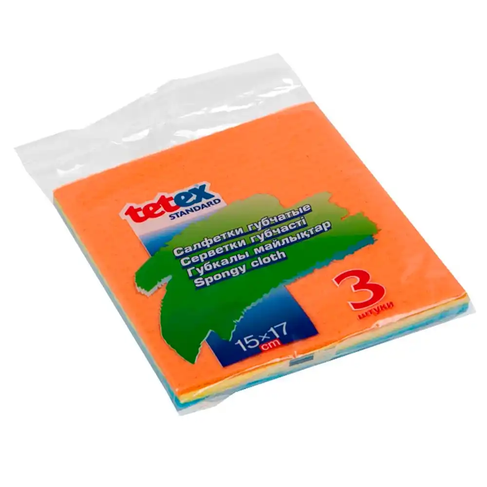 Салфетки губчатые Tetex Standard из целлюлозы 3 шт