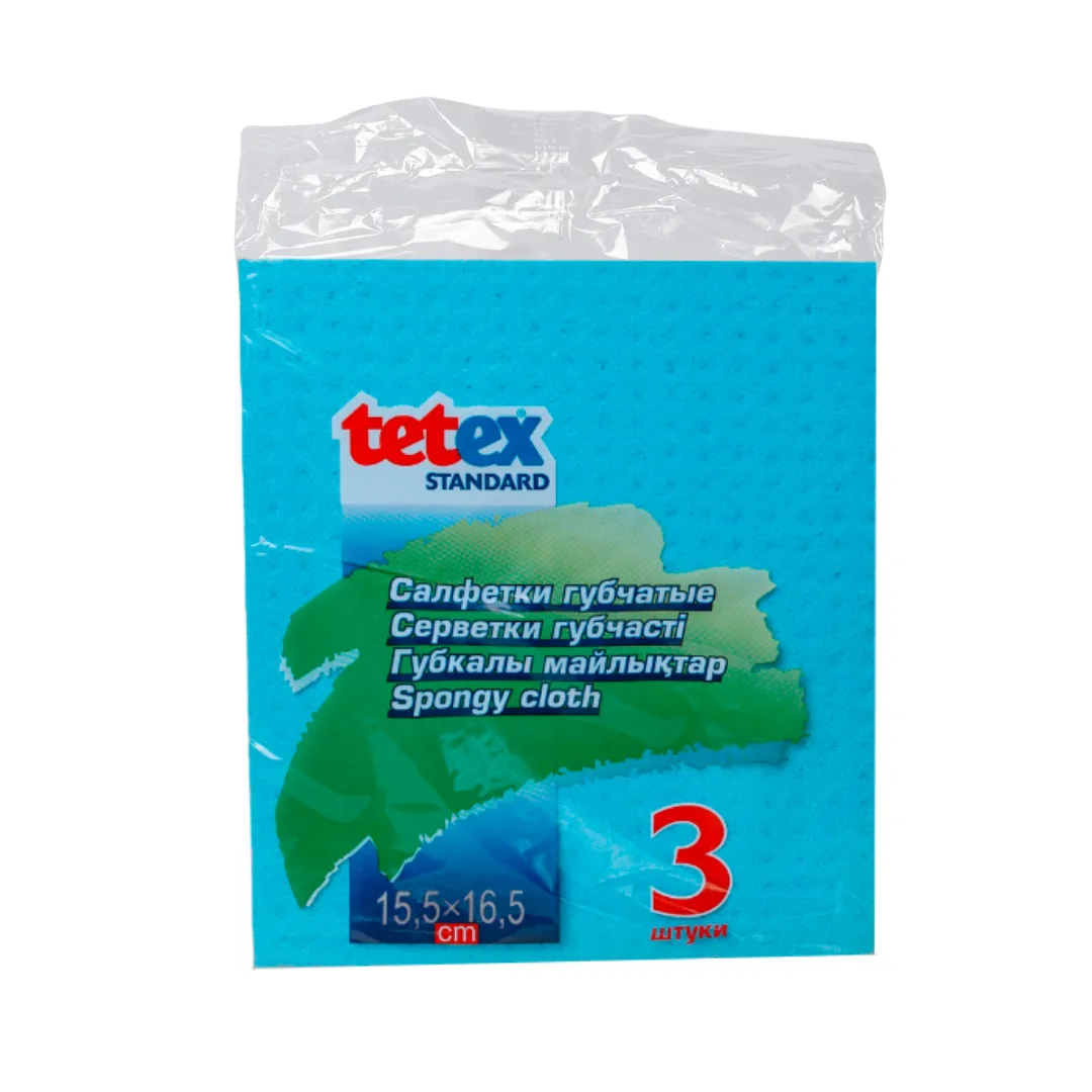Салфетки губчатые tetex, целлюлоза, 165 х 155 мм, 5 шт