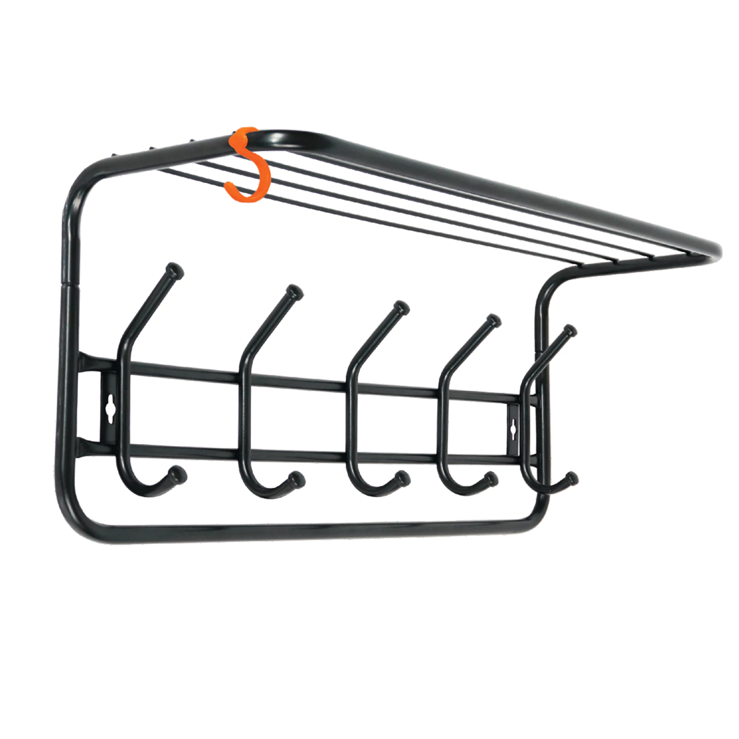 Вешалка настенная «ВСП 6» на 5 крючков + полка, металл, черная