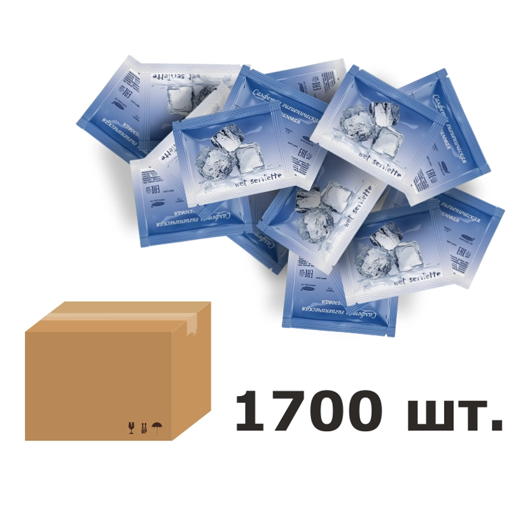 Салфетки гигиенические одноразовые увлажняющие "Освежающая", 1700 шт