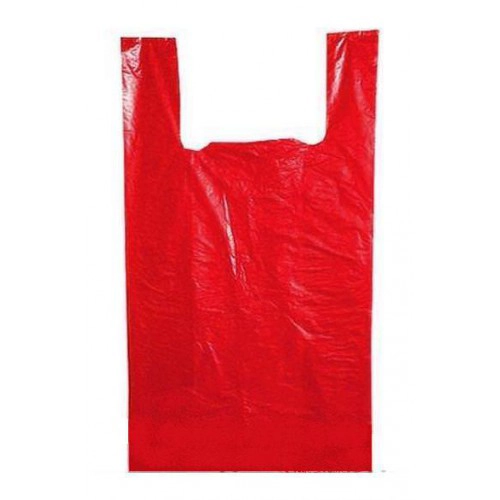 Пакет-майка ПНД 25 х 12 х 45 см красная 8 мк, 100 шт