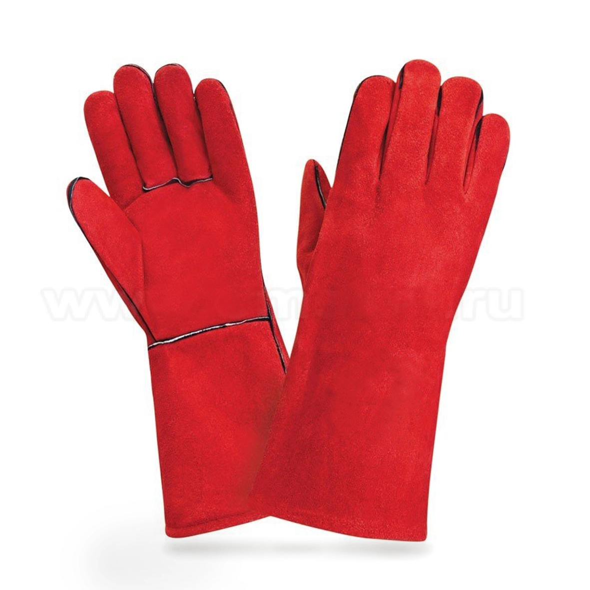 Перчатки кожаные спилковые красные на подкладке 35 см р-р 14