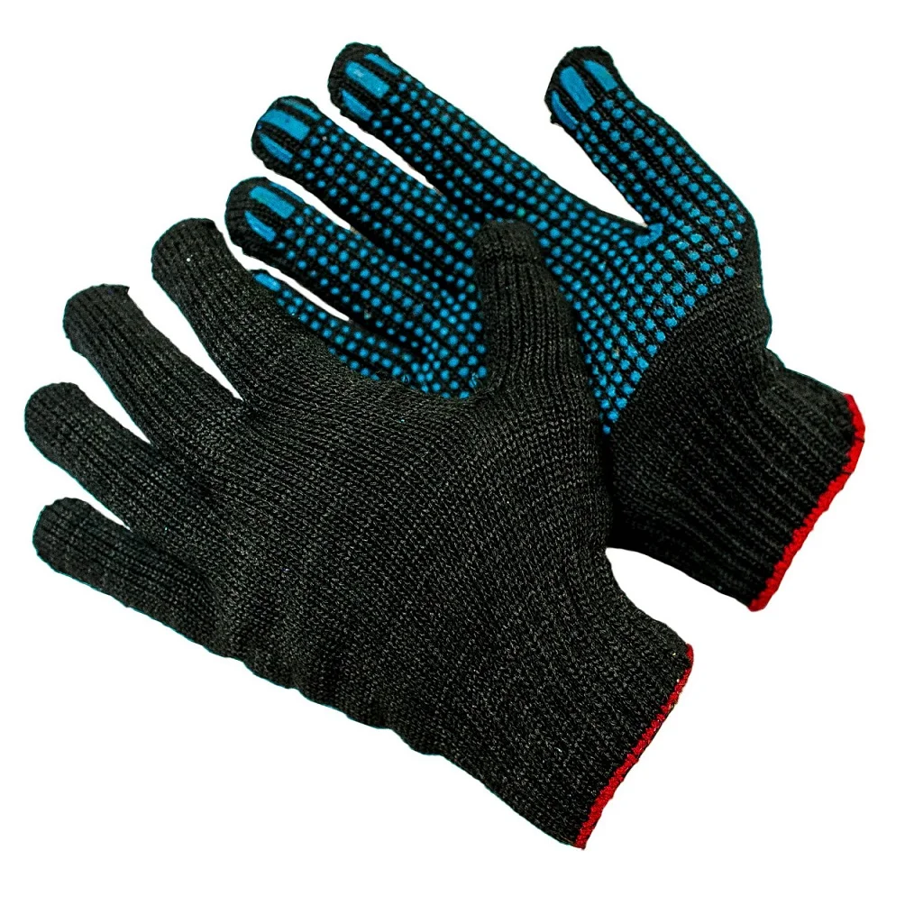 Перчатки х/б 10 класс с ПВХ 5-ти нитка, цвет ассорти