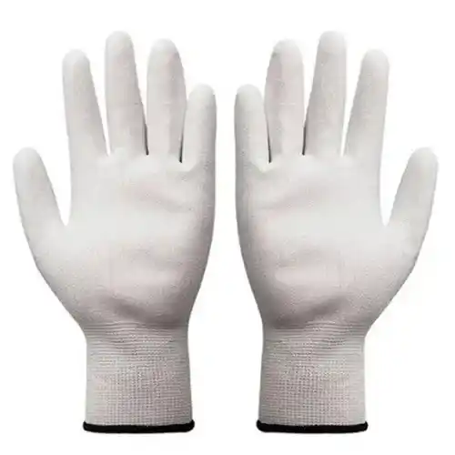 Перчатки белые полиэстр с белым ПУ покрытием на ладони, размер 9