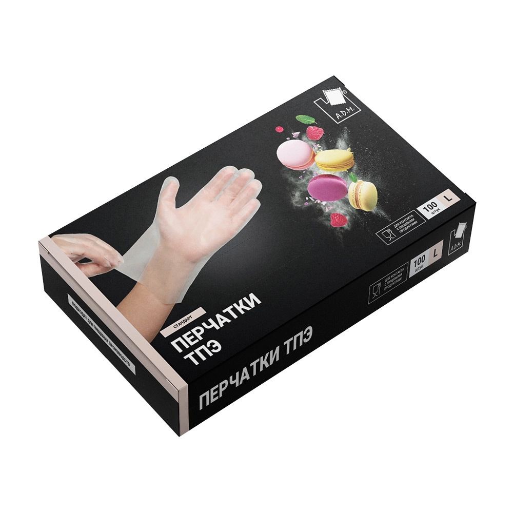 Перчатки полиэтиленовые ТПЭ р-р L100 шт