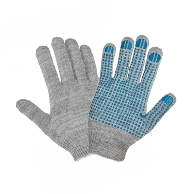 Перчатки трикотажные с ПВХ серые 10 кл. 4 нитки