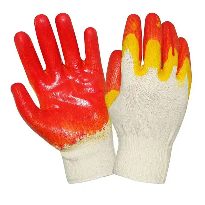 Перчатки х/б красные с двойным латексным покрытием