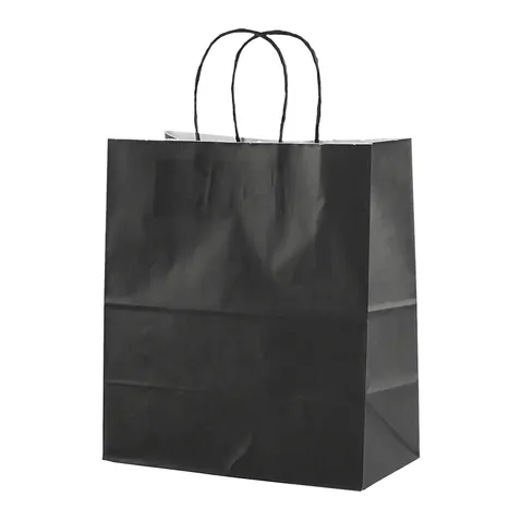 Пакет бумажный с кручеными ручками AVIORA чёрный 240 х 140 х 280 мм, 10 шт