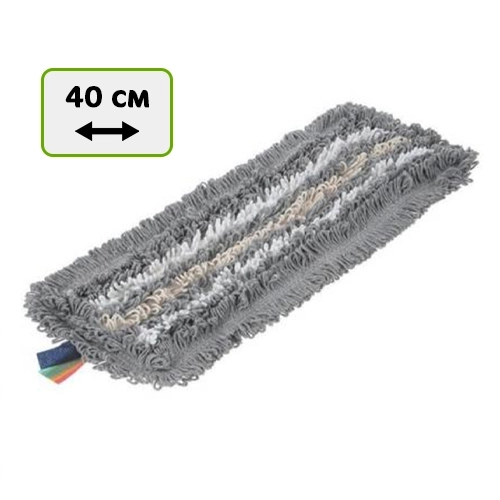 Моп 40 х 13 см, хлопок Трио серый ЭКО, карман + ухо