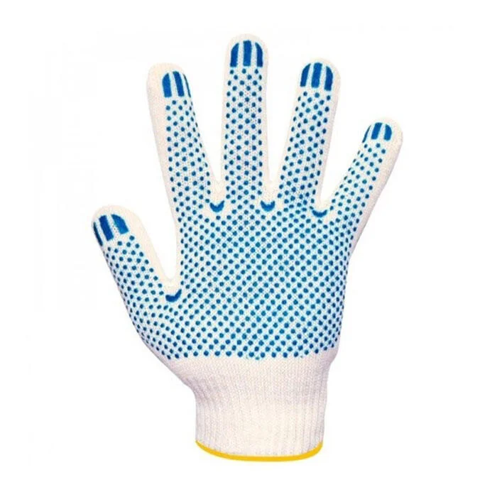 Перчатки рабочие трикотажные с ПВХ белые "Точка" 10 классс 5 нитей