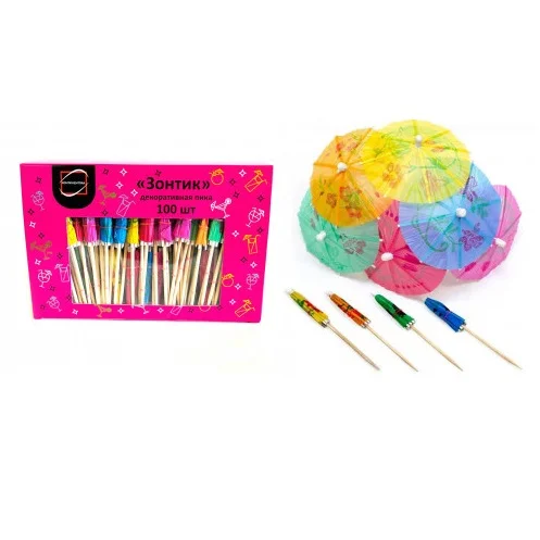 Пика Зонтик 10 см бамбук КонтинентПак 100 шт