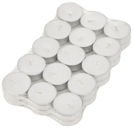 Свеча чайная в гильзе, белый, 30 шт