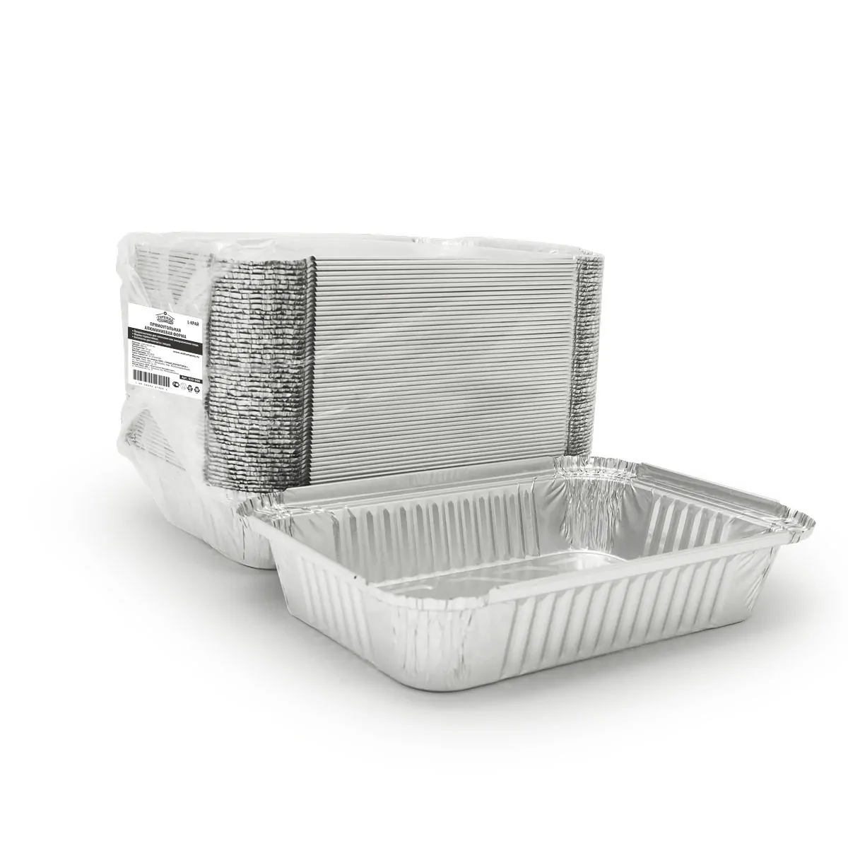 Форма алюминиевая прямоугольная L-край объем 880 мл, 50 шт