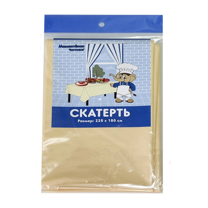 Скатерть полиэтилен 220х180 см 40 мкм Бежевый