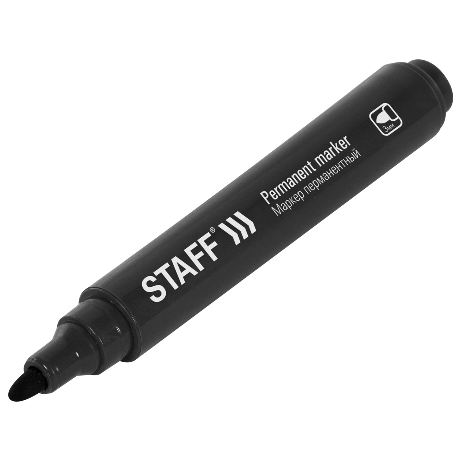 Маркер перманентный STAFF черный, круглый наконечник 3 мм