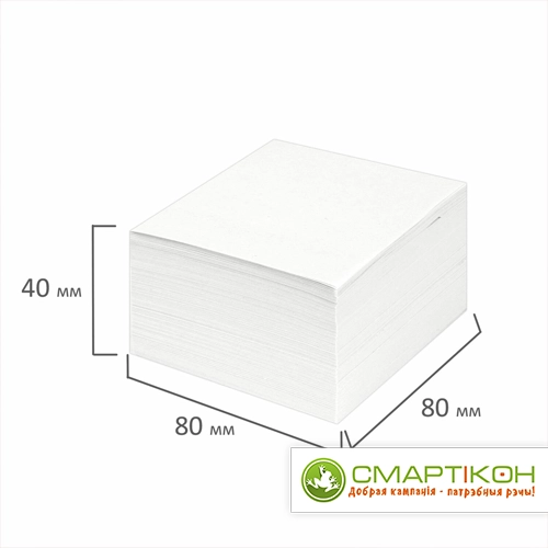Блок для записей STAFF непроклеенный, куб 8 х 8 х 4 см, белый