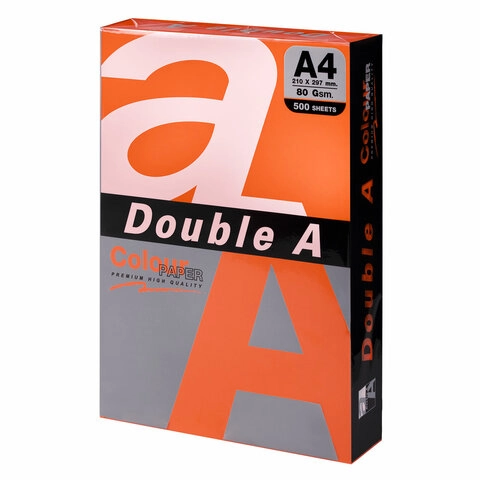 Бумага цветная DOUBLE A А4 80г/м2 оранжевая 500 л