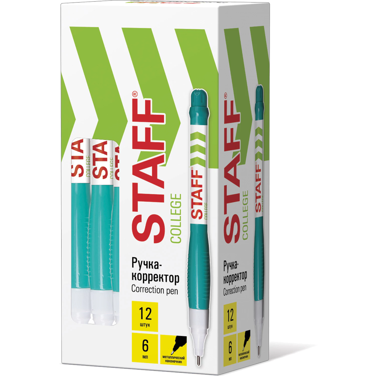 Ручка-корректор STAFF с металлическим наконечником, 6 мл