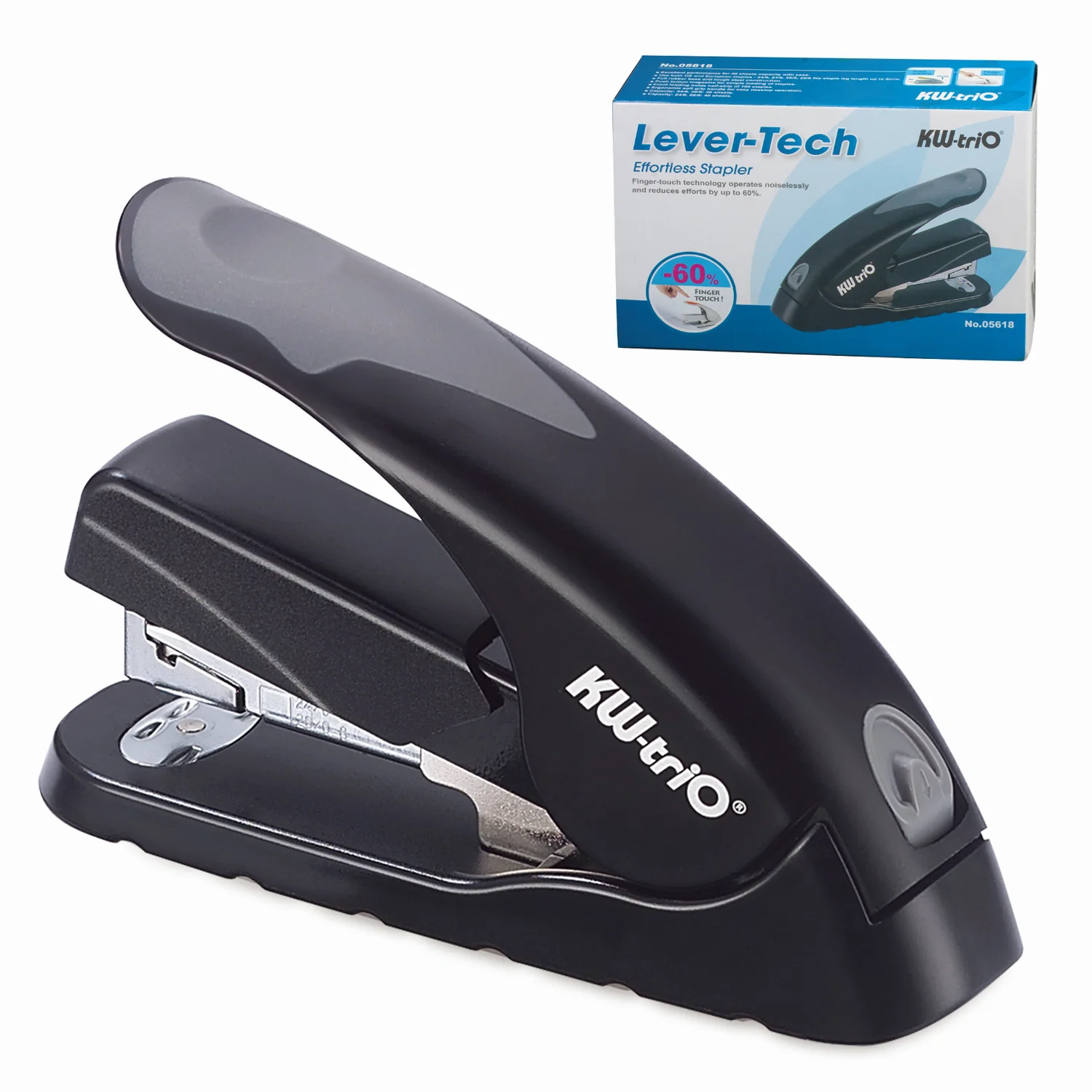 Степлер ЭНЕРГОСБЕРЕГАЮЩИЙ №24/6,24/8,26/6,26/8 KW-trio "Soft-touch", до 40 л,черный