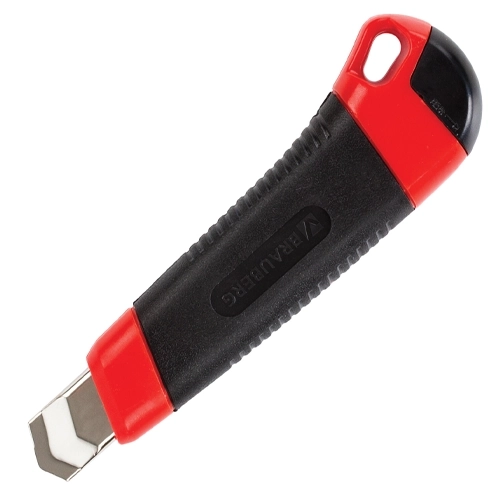 Нож канцелярский 18 мм BRAUBERG Universal 3 лезвия в комплекте, автофиксатор, черно-красный