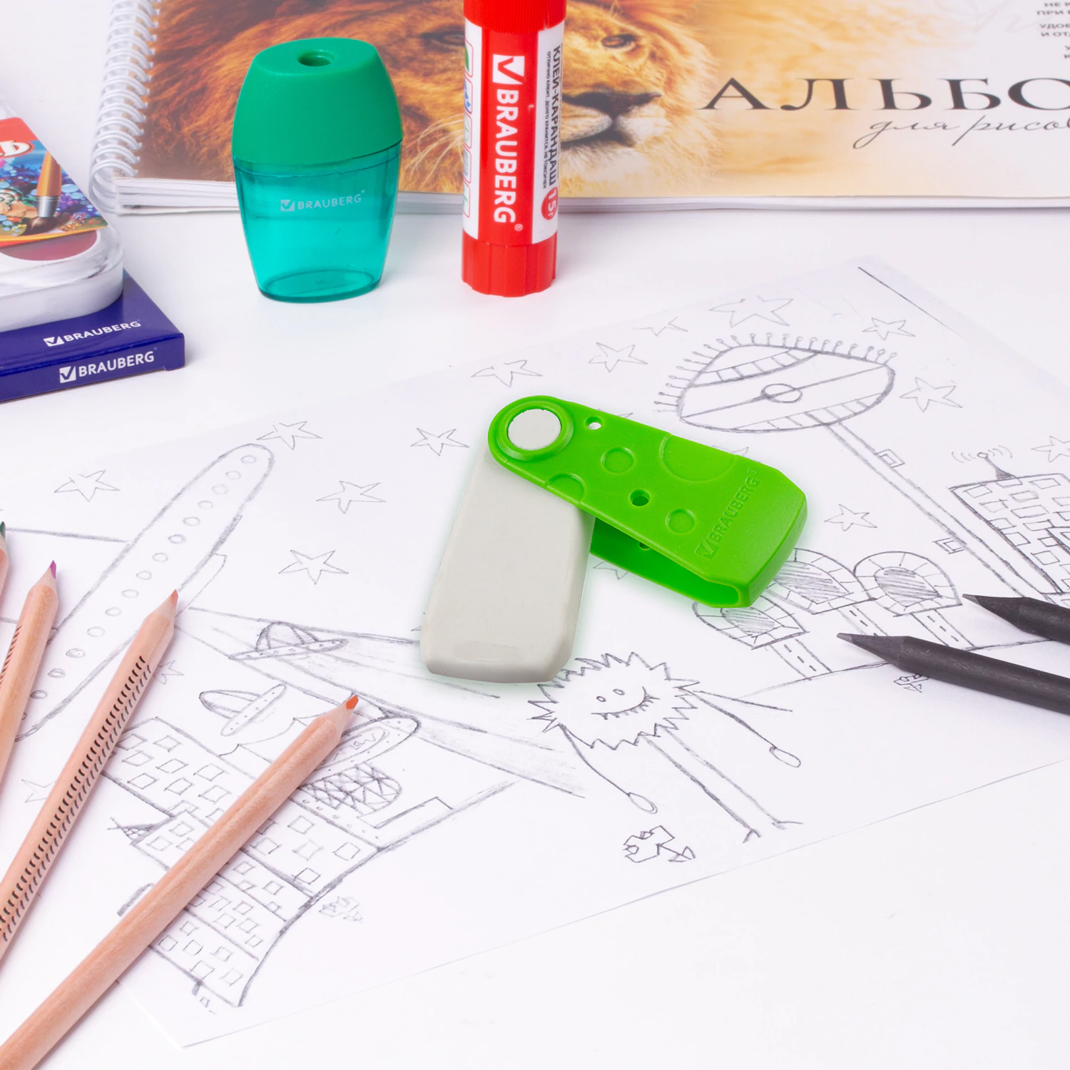 Набор ластиков BRAUBERG, цвет ассорти, 3 шт