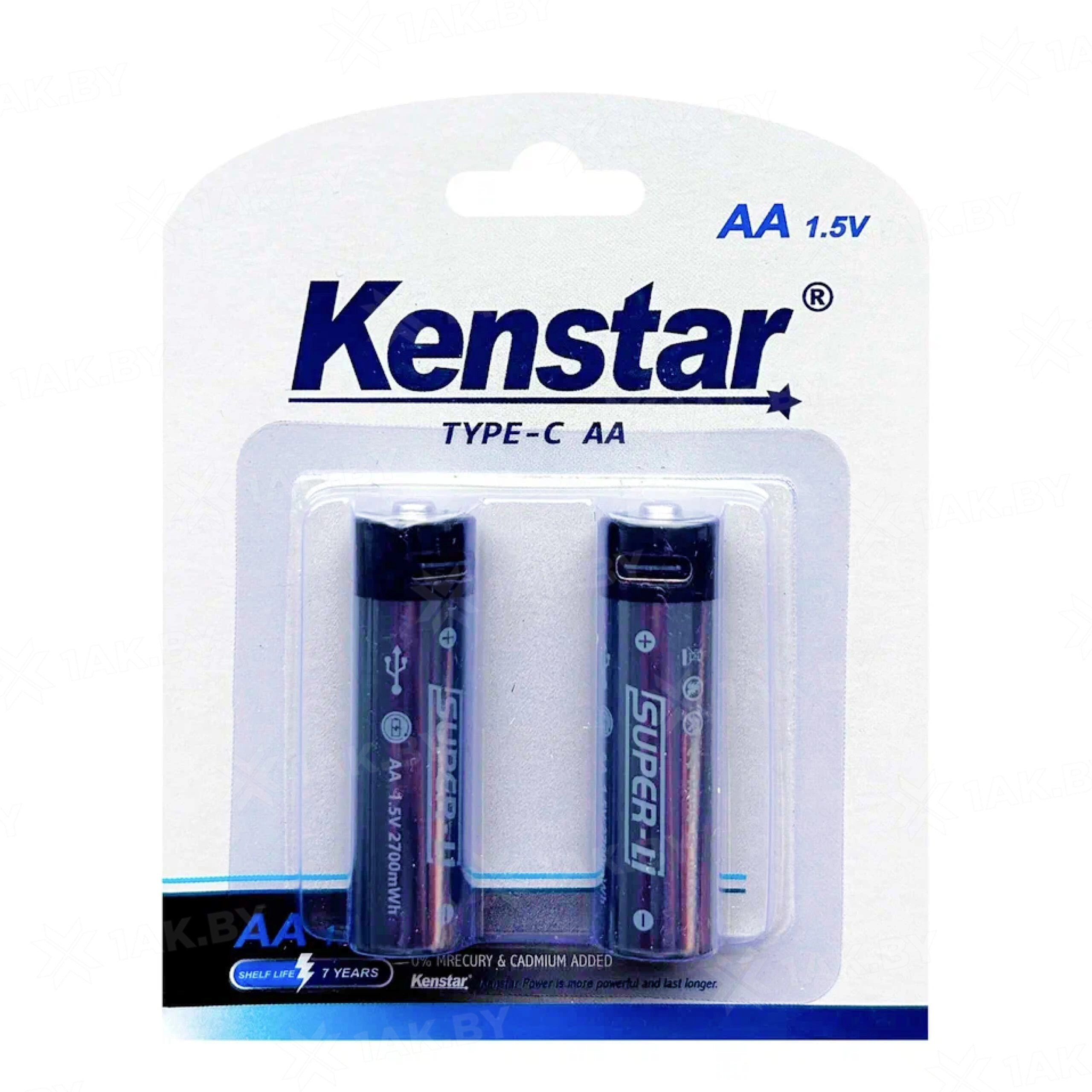 Аккумуляторы литий-ионные KenStar AA Li-ion 2100 mWh 1800 mAh с разъемом зарядки Type-C BL-2 (2шт)