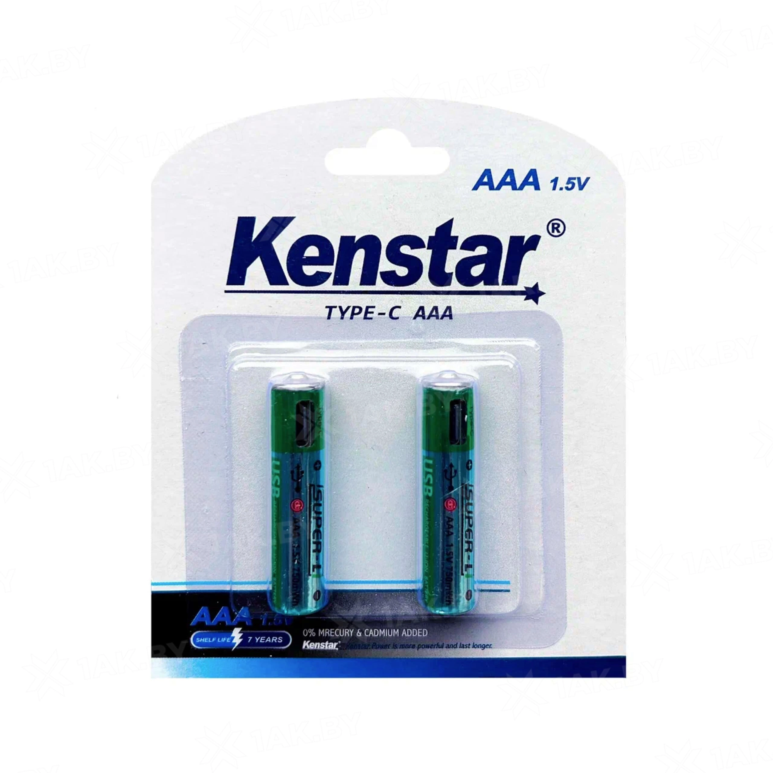 Аккумуляторы литий-ионные KenStar АAA Li-ion 750 mWh 600 mAh с разъемом зарядки Type-C BL-2 (2шт)