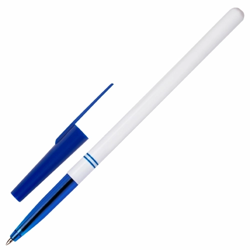 Ручка шариковая STAFF Basic BP-244, синяя, корпус белый, узел 0,7 мм, линия письма 0,35 мм