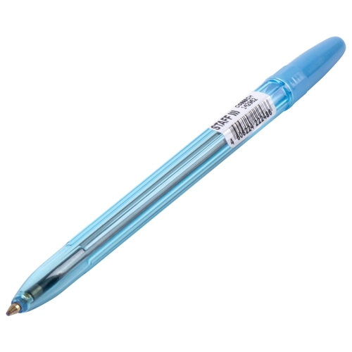 Ручка шариковая масляная STAFF Basic BP-962, синяя, корпус тонированный синий, узел 1 мм, линия письма 0,7 мм