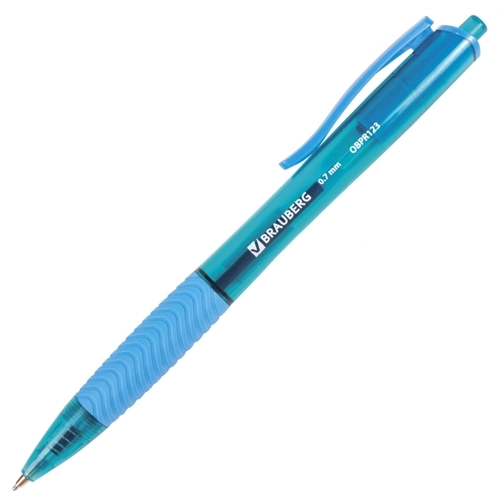 Ручка шариковая масляная автоматическая с грипом BRAUBERG Fruity RD, синяя, корпус ассорти, узел 0,7 мм, линия письма 0,35 мм
